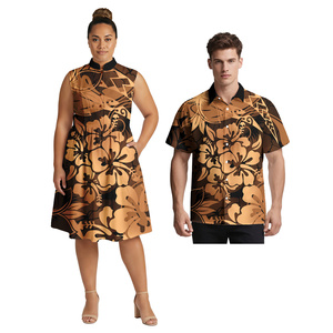 Vêtements pour amoureux à prix bas, chemise polynésienne pour <span class=keywords><strong>homme</strong></span>, robe tribale pour femme grande taille, imprimé floral des îles hawaïennes, ensemble pour couple - Product Image 3