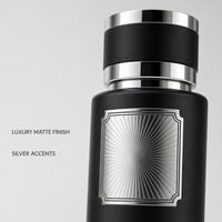 Flacon de parfum vide en verre de 250 ml, noir mat, cylindrique avec bouchon argenté, style arabe, flacon de luxe rechargeable en gros