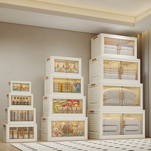 Caja <span class=keywords><strong>de</strong></span> Almacenamiento Plegable Multiusos <span class=keywords><strong>con</strong></span> Ruedas y <span class=keywords><strong>Puertas</strong></span>, <span class=keywords><strong>Estante</strong></span> Organizador Apilable para Hogar, Garaje, Almacén, Solución <span class=keywords><strong>de</strong></span> Almacenamiento <span class=keywords><strong>de</strong></span> <span class=keywords><strong>Plástico</strong></span> - Product Image 1