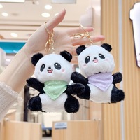 En gros, porte-clés mini panda chinois en peluche, mignon, doux et moelleux, breloque de sac, pendentif de sac à dos, jouet animal en peluche, poupée