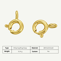 Fermoirs à ressort multi-tailles en gros pour bijoux VFOOK, fermoirs classiques en or massif 18 carats avec anneau ouvert