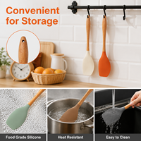 Spatule en silicone OEM, résistante à la chaleur, sans BPA, flexible, avec manche en bois, pour ustensiles de cuisson antiadhésifs