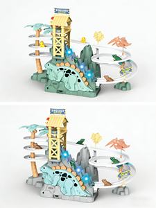 Bộ đồ chơi khủng long trượt cầu trượt Bechotoy, trò chơi đường đua khủng long, bộ đồ chơi đường trượt phiêu lưu khủng long với cầu thang leo - Product Image 4