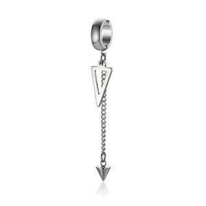 Orecchini a Cerchio Irregolari a Triangolo Lungo con Catena per Uomo, <span class=keywords><strong>Gioielli</strong></span> Rock, i Più Cool Orecchini a Clip a Conchiglia - Product Image 2