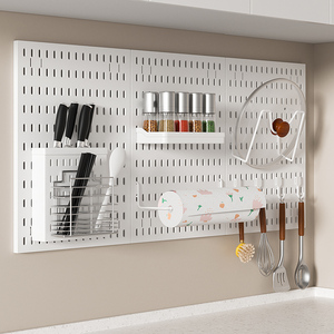 차고 주방 거실 욕실 사무실, 페그보드 벽 주최자 용 펀칭 없음 선반 및 후크가있는 페그보드 조합 키트 - Product Image 1