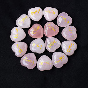 Cœur en quartz rose, cristal gravé avec la <span class=keywords><strong>parole</strong></span> « Love », petite pierre <span class=keywords><strong>de</strong></span> poche roulée, collection <span class=keywords><strong>de</strong></span> cristaux - Product Image 3