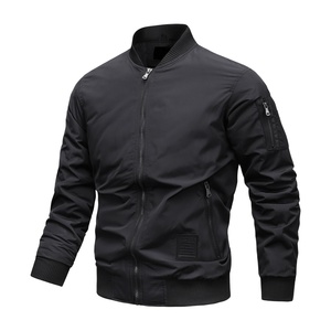 <b>Men's</b> Casual Coated Varsity <b>Jacket</b> with Zipper Standing Collar Thin Breathable Eco-Friendly Polyester - Product Image 1