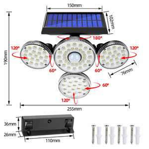Solar Led Four Head Wall <b>Light</b> 150mm 190mm Outdoor Garden <b>Motion</b> Sensor Water Resistant Solar Powered Lamp - Product Image 1