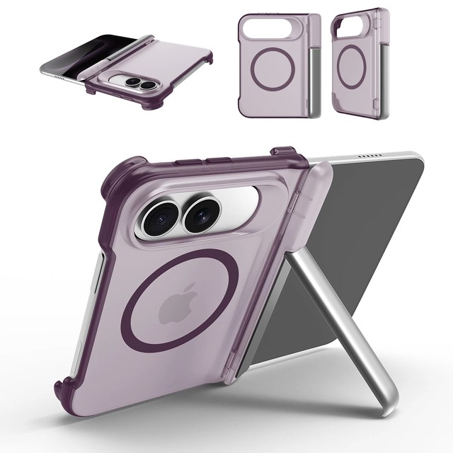 Popular Matte Semi-Transparent Magnetic Stand Foldable Anti-Drop Phone Case with Glass Protective Film for iPhone 18 Duo Fold