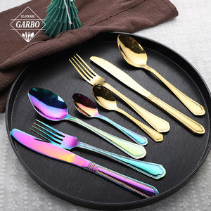 Juego de Cubiertos de Acero Inoxidable 410SS de Fábrica China, con Recubrimiento PVD Dorado y Logotipo Grabado con Láser, Apto para Lavavajillas, para Hogar, Restaurante, Bar, <span class=keywords><strong>Tienda</strong></span>, Bocadillos, Decoración Económica - Product Image 1