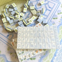 Tuiles de Mahjong Hortensia Bleu, en Acrylique Cristal Finition Polie à la Main Américaine, Vente en Gros, Logo Personnalisé, Cadeaux pour Fêtes à Domicile, Designs Classiques Rétro 5