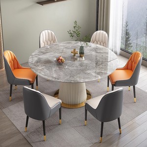 Juego de <span class=keywords><strong>mesa</strong></span> de comedor y silla <span class=keywords><strong>redonda</strong></span> plegable minimalista moderno <span class=keywords><strong>para</strong></span> cocinas pequeñas estilo de losa de roca - Product Image 4