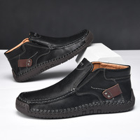 Bottes décontractées pour hommes en cuir PU, chaussures de course respirantes pour hommes, bottines légères pour la marche, chaussures de sport d'extérieur 2025
