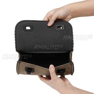 Sac de fourche de moto en cuir PU, pochette à outils pour guidon, sac de rangement enroulable avec 2 sangles pour Cruiser Custom Chopper Bobber - Product Image 3