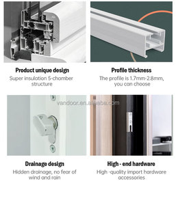 หน้าต่างบานเลื่อน PVC, กรอบพลาสติกไวนิลสีดำ, กระจกสองชั้น, ประหยัดพลังงาน พร้อมมุ้งไฟเบอร์กลาส สำหรับบ้านวิลล่า - Product Image 4
