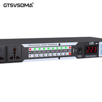 GTSVSOMA WS308 Séquenceur d'alimentation 10 canaux 30A monté en rack avec voltmètre LED et affichage rétroéclairé, construction métallique