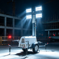 Tour d'éclairage mobile à haute luminosité pour chantier, montée sur remorque, tour d'éclairage à ballon, tour d'éclairage extérieur
