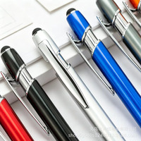 Stylo bille en aluminium multicolore 2 en 1, stylet métallique pour bureau
