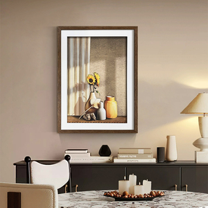 Mesa de comedor de lujo con luz de gama alta, arte de pared 3D hecho a mano, pintura de girasol para hotel, hogar, restaurante, decoración de pared de fondo - Product Image 6