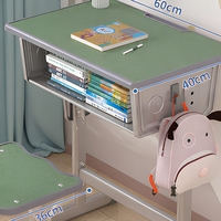 Ensemble bureau et chaise d'étude réglables en hauteur pour enfants, vert moucheté, avec étagère de rangement pour l'école
