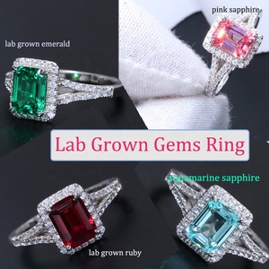 Chất Lượng Cao 925 Sterling <span class=keywords><strong>Silver</strong></span> 2 Carat 6X8Mm Phòng Thí Nghiệm Tạo Ra Màu Xanh Hồng Ruby Màu Xanh Lá Cây Màu Phòng Thí Nghiệm Grown Sapphire Ring Cho Phụ Nữ - Product Image 2