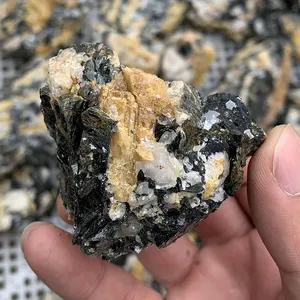 도매 uncommon 자연 biotite 노란색 전기석 크리스탈 미네랄 블랙 운모 시트 표본 치유