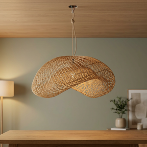 Lámpara Colgante de Ratán, Forma Irregular, Estilo Bohemio, Decoración Hecha a Mano para Sala de Estar, Dormitorio, Uso en Interiores - Product Image 1