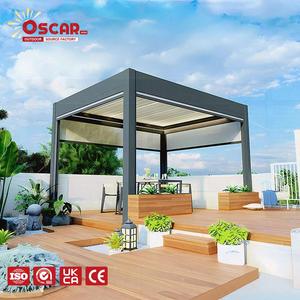 Pergola rétractable de jardin en aluminium de style romain avec rideaux latéraux et <span class=keywords><strong>moustiquaire</strong></span> pour cour, patio et pelouse - Product Image 1