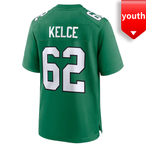 Vente en gros 2024 Maillot de football américain pour jeunes de haute qualité cousu #1 Jalen Hurts 6 # DeVonta Smith 26 # Barkley 62 # Jason Kelce - Product Image 3