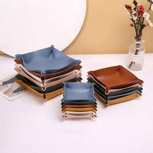 Custom Nordic Style Leather Storage Tray Desktop Organizer for Key Jewelry Cosmetic Storage Box <b>Folding</b> Organizer Decoration - Product Image 2