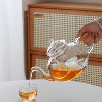 Théière en verre borosilicate haute résistance, grande capacité, pour tisanes, usage domestique, avec filtre intégré pour la séparation thé-eau, idéale pour servir le thé