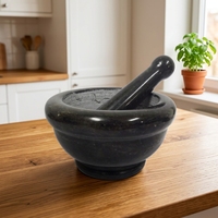 Mortier et pilon en marbre et granit noir de bonne qualité pour herbes et épices