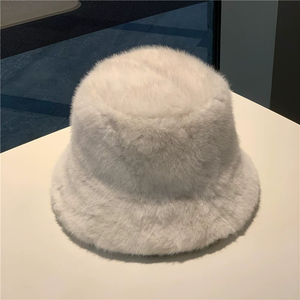 Luxury Simple Fashion Plush Unisex Winter Denim Fleece Face Small Bucket Fisherman Party Hat <b>Head</b> <b>Wrap</b> Warm - Product Image 6