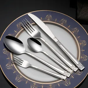 Grosir grosir Set peralatan makan Stainless Steel emas perak sendok garpu khusus pisau Hotel restoran peralatan makan perak