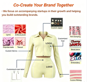2026 Summer Custom Logo Women Yoga Set Jacket With Shorts Sports Gym Fitness Wear 2 Piece Workout Women's Tracksuit Sets Clothes - Product Image 6