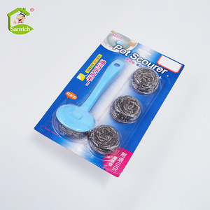 <span class=keywords><strong>Estropajo</strong></span> de acero inoxidable en espiral / <span class=keywords><strong>Estropajo</strong></span> Bola de limpieza para limpieza de cocina con <span class=keywords><strong>mango</strong></span> extraíble - Product Image 2