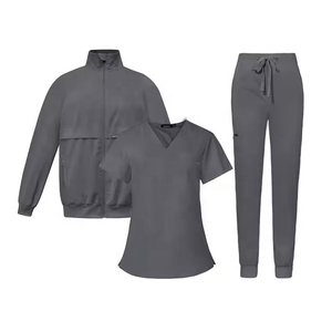 Veste d'échauffement pour infirmière avec logo personnalisé 3 ensembles de vestes d'échauffement pour infirmière vestes d'échauffement pour infirmière avec fermeture éclair frontale extensible pour hôpital - Product Image 3