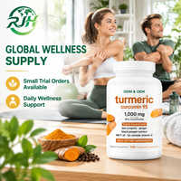 Capsules de curcuma et curcumine OEM, extrait végétal, antioxydant, soutien cognitif, complément alimentaire, 120 unités