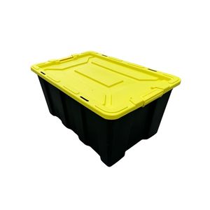 Cajas de plástico bloqueables negras de 27 galones con tapas amarillas para almacenamiento en almacén - Product Image 4