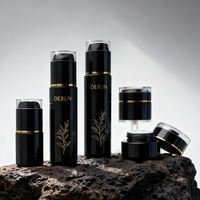 Flacon de lotion cosmétique noir avec bouchon à vis, design unique, 20 ml, 30 ml, 40 ml, 50 ml, 60 ml, 80 ml, 100 ml, 120 ml, pot à crème avec boîte d'emballage