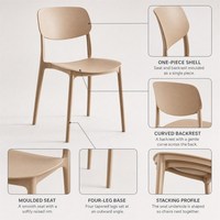 Chaise en plastique PP monobloc empilable robuste pour restaurant extérieur moderne, vente en gros directe usine