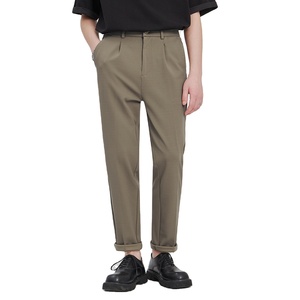 Vente chaude hommes affaires mince neuf points pantalon été Anti-rides jambe droite sens avancé pantalons décontractés hommes - Product Image 1