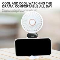 Ventilateur électrique portatif, mini ventilateur pliable à suspendre au cou, 5 vitesses, rechargeable par USB, avec écran LED, 1800mAh