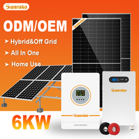 Système solaire hybride tout-en-un Sunroko 3000W 3Kw 5Kw 8Kw 10Kw hors réseau avec montage au sol
