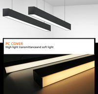 Luminaires suspendus linéaires LED modernes carrés en acier PC 36W 48W pour intérieur, bureau, supermarché, plafonnier réglable pour parking