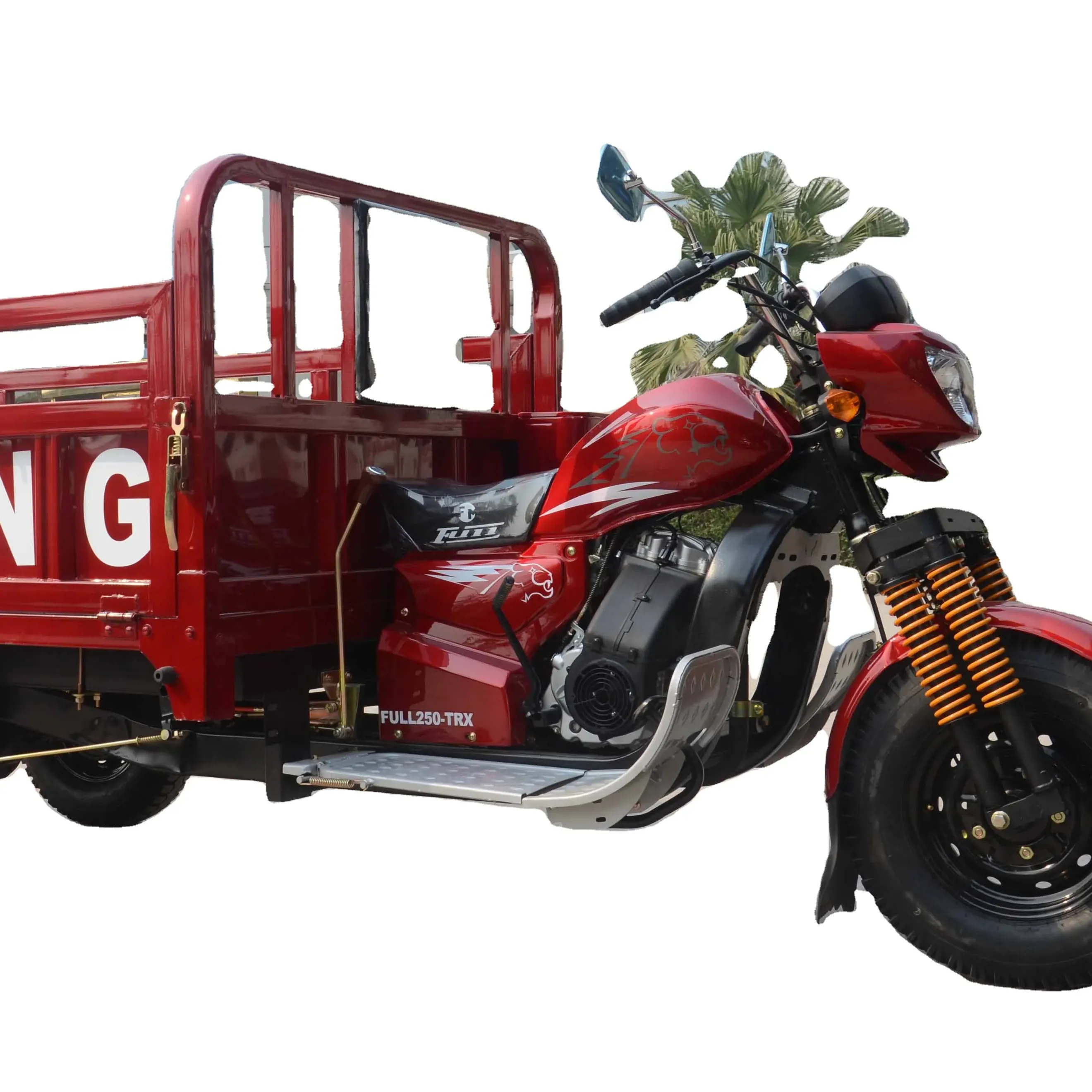 250cc triciclo carga motor triciclo 1.4x2.4m 3 rodas motocicleta elétrica Trike 5.00-12 pneus mercadorias galpão tuktuk mototaxi