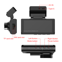 Caméra de tableau de bord 4G de 3,69 pouces avec ADAS, BSD, LCA, double objectif avant 4K et arrière 1080P, moniteur de stationnement