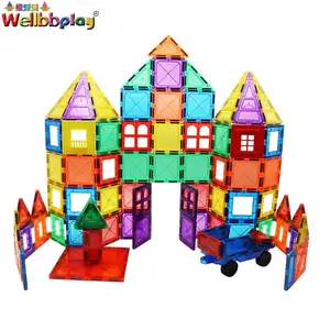 बिहार-शीर्ष बिक्री गुणवत्ता की गारंटी प्लास्टिक के खिलौने चुंबकीय इमारत ब्लॉक टाइल्स खिलौने सेट 100pcs