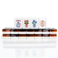 Tuiles de mahjong personnalisées en acrylique cristallin, tuiles gravées, pièces de jeu brillantes blanches et ambrées pour le divertissement de table