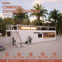 VESSPOD - Café mobile moderne en conteneur préfabriqué à 2 étages avec structure en acier galvanisé, kiosque, bar à restauration rapide en plein air, terrasse